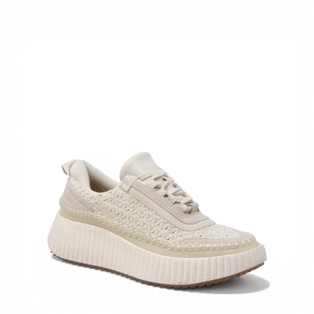 Dolce Vita Dolen Womens Sneakers Ivory Crochet Platform Lace Up 7.5